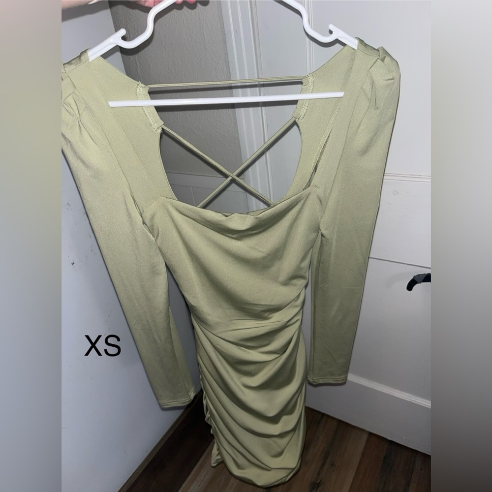 Bodycon Olive Green Long Sleeve Dress